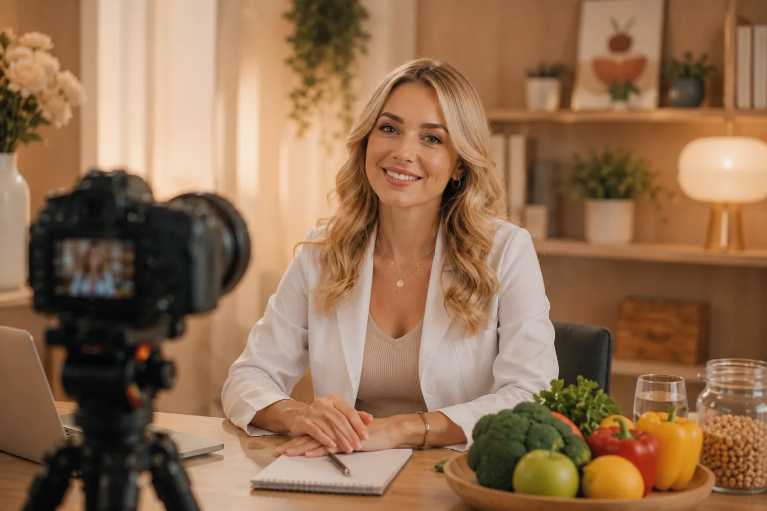 Diyetisyen ofisinde yerinde video çekimi